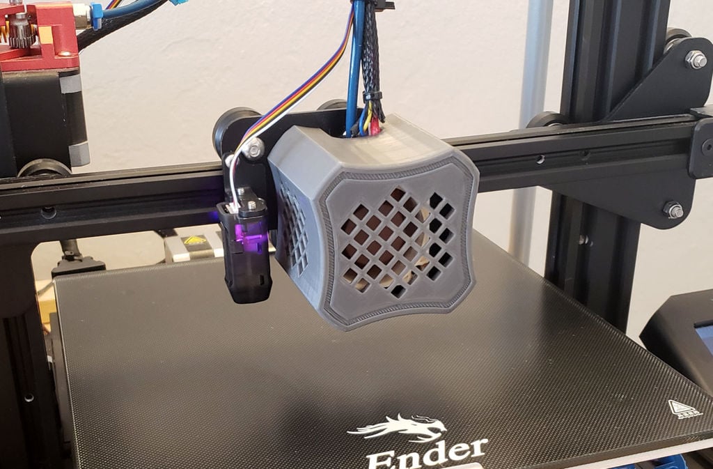 Modified Ender 3 V2 Hotend enclosure to allow 40x20mm fans