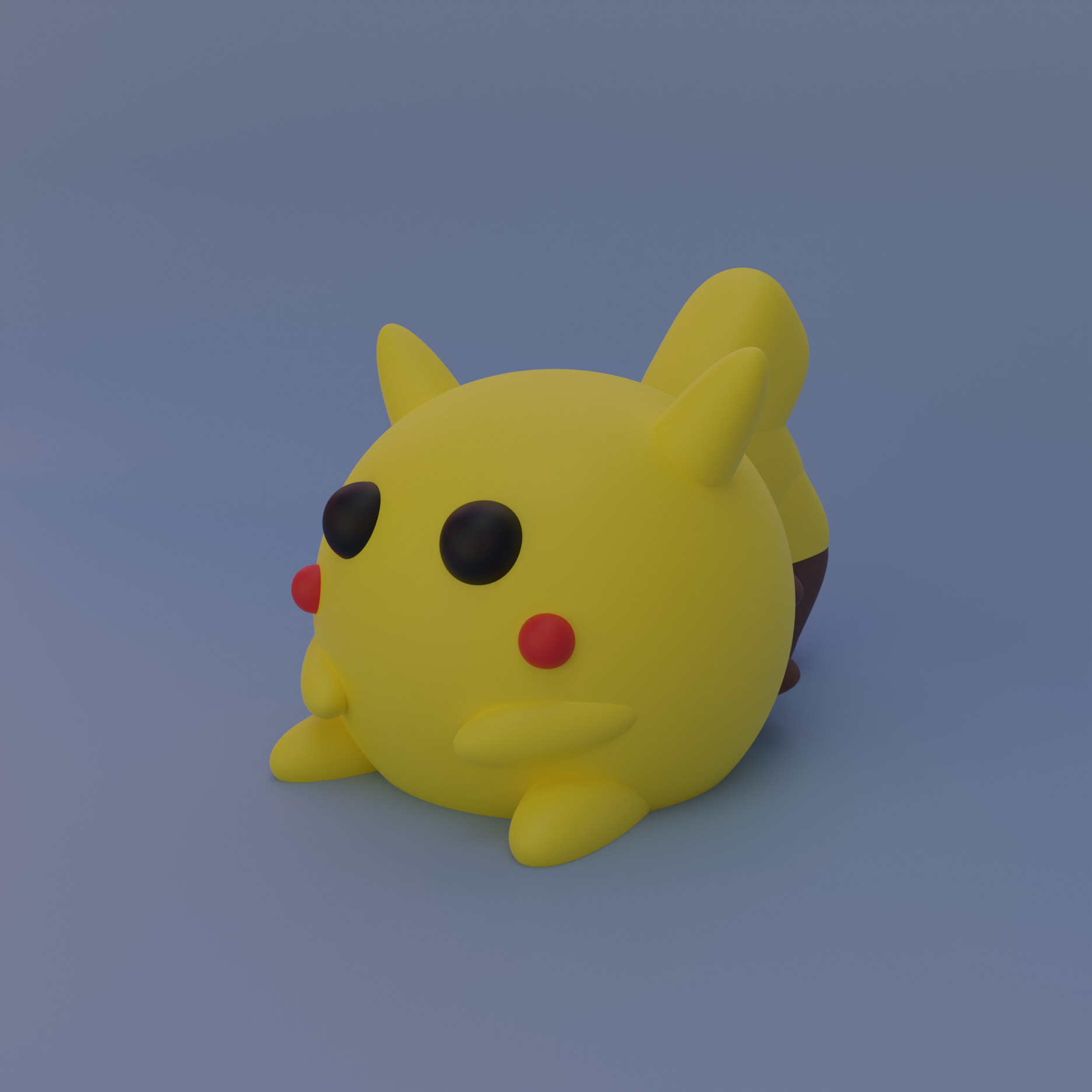 Chubby Pikachu | Pokemon [with low poly version]