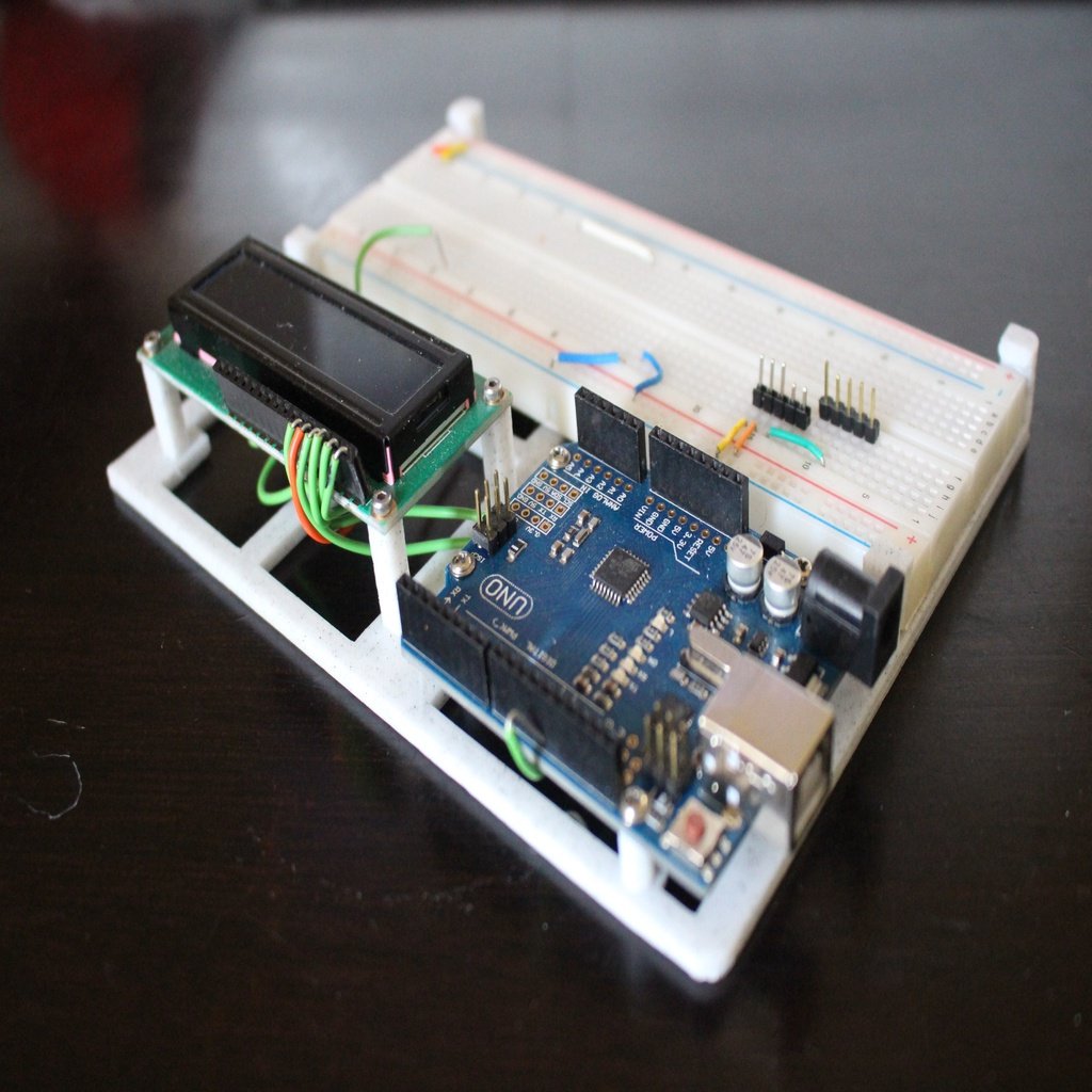 Arduino Breadboard Holder - for LCD, Arduino Uno, and 830 Tie Breadboard
