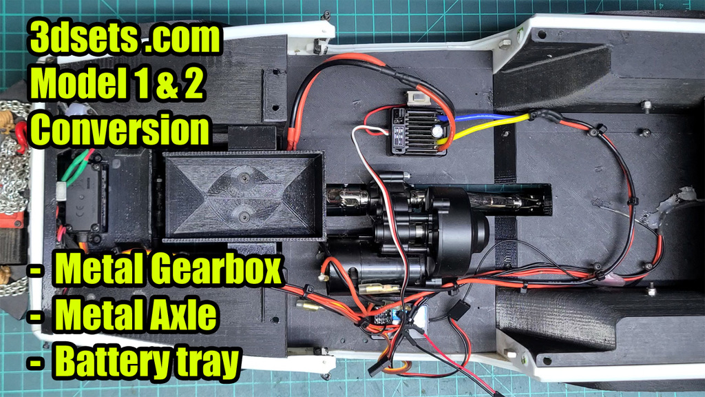 3dsets.com Model 1&2 metal gearbox, metal axle & battery tray conversion