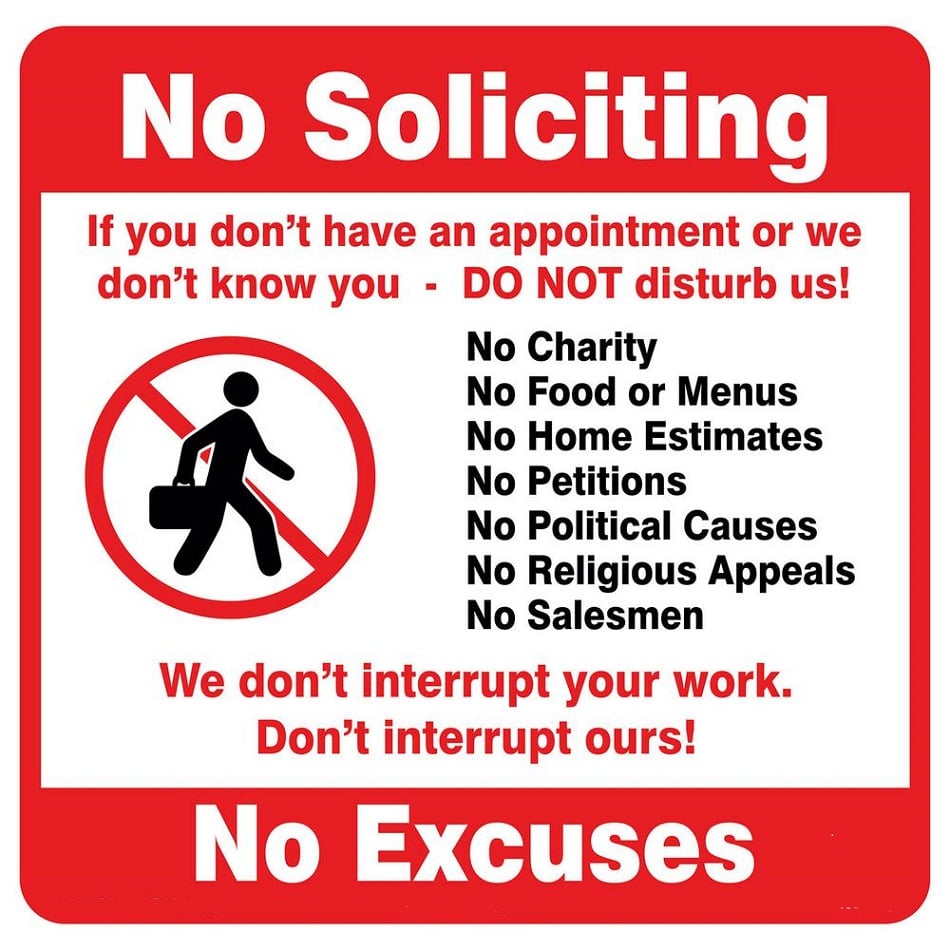 No Soliciting Sign