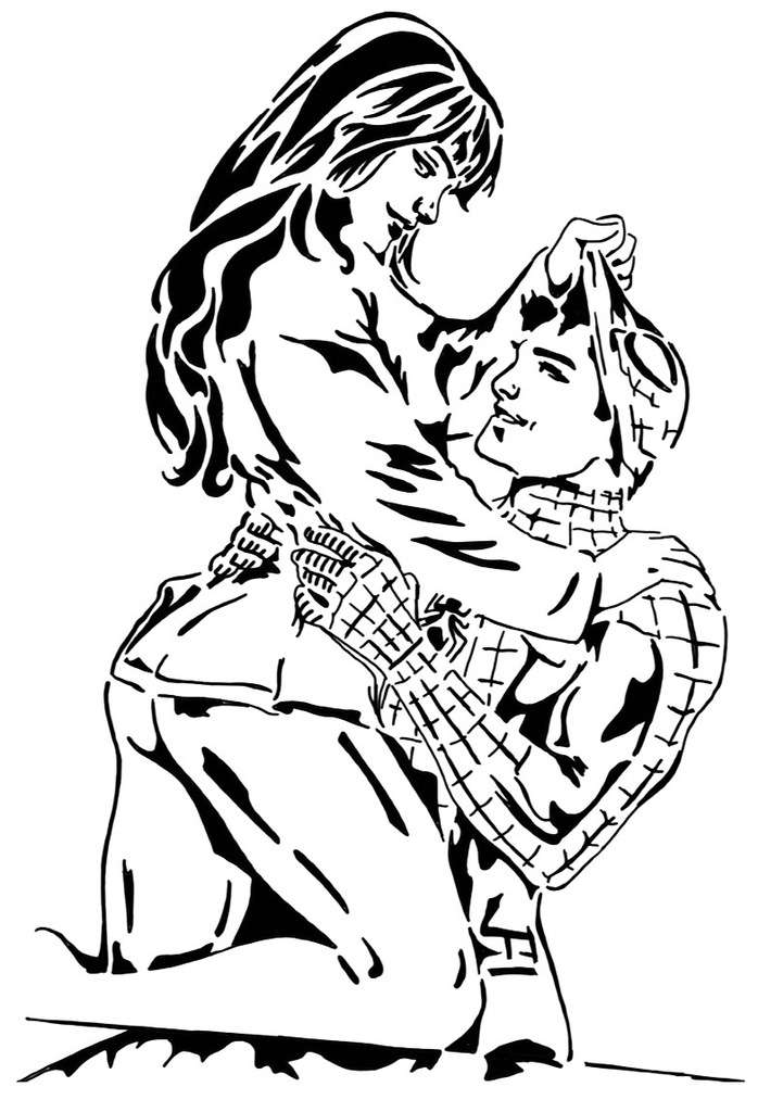 Spider-Man and Mary Jane stencil