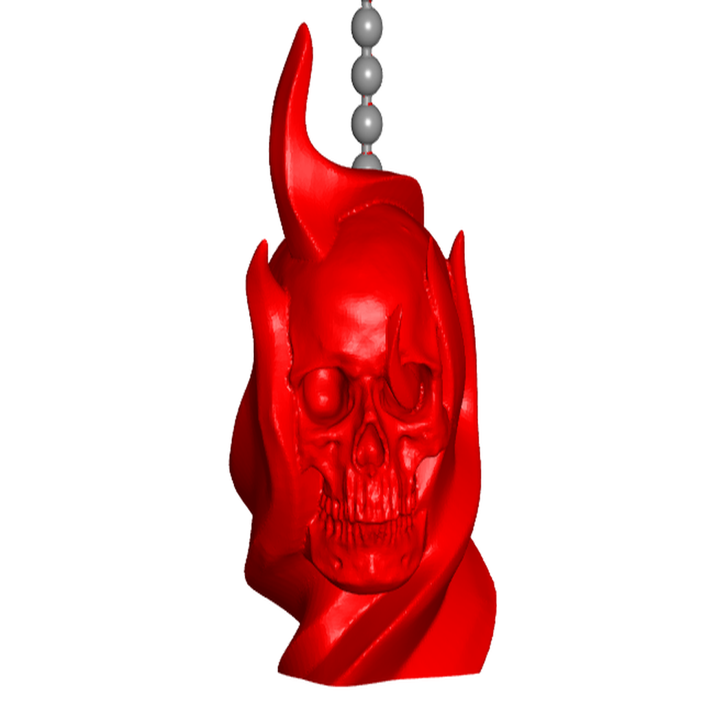 Flaming Skull Pull Ball Chain, Keychain Knob | Handle | Fob | Finials