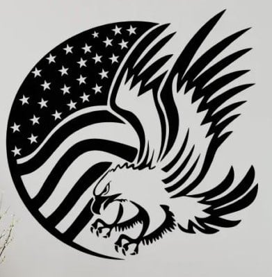 American Flag with Eagle laser Wall Art