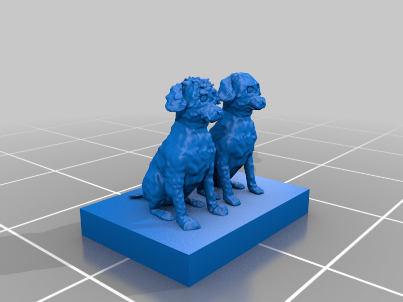 2 miniature poodles sitting female and male, sculpture.