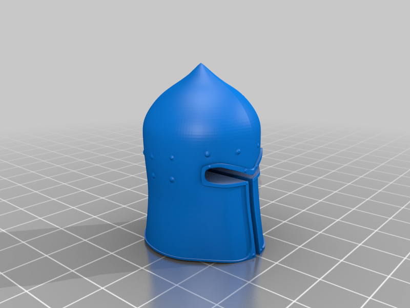 Medieval Helmet - Closed Angry Barbut - Customizing Character Miniature DnD (Solid)