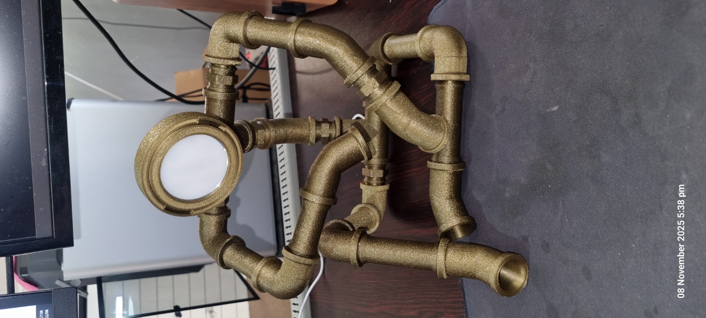 Industrial Pipe Man Lamp – Steampunk LED Desk Light (Bambu LED 001 Compatible)