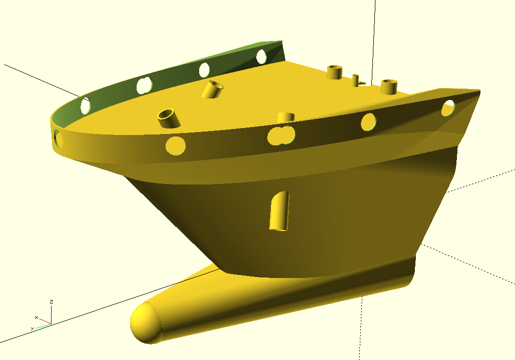 Toys for boys-ships/modular handy size GC hull, bulbous, full set in printable sections