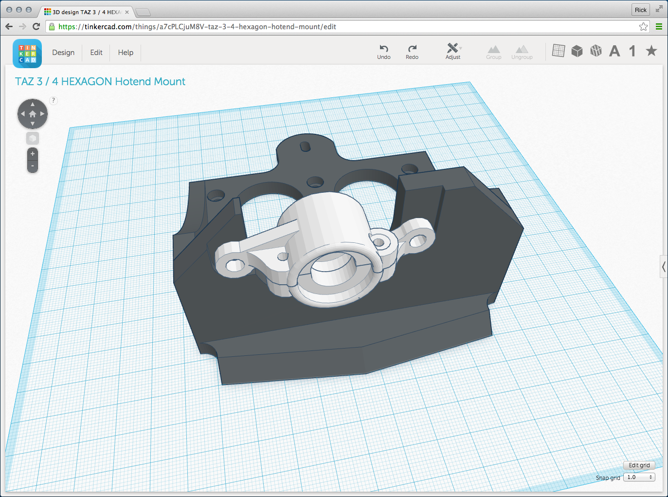 TAZ 3 / 4 HEXAGON Hotend Mount