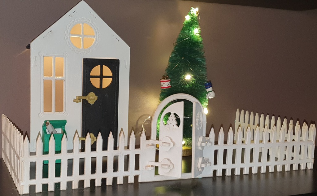 Elf-on-the-shelf house and fence