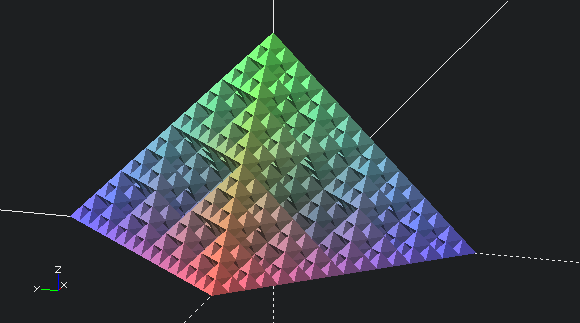Sierpinski 4-Pyramid with code. Customizable
