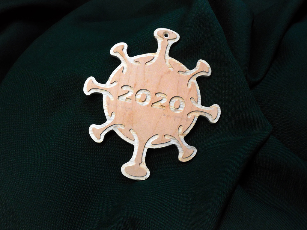 Covid-19 Christmas Tree Ornament 2020 CNC, Lasercutter, and 3D print version