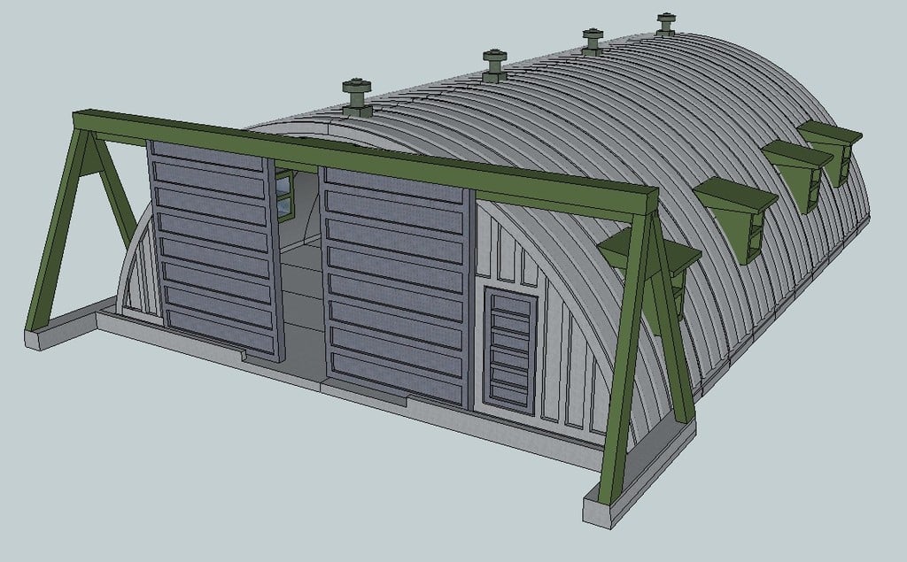 HO Scale Quonset Hut with Barn Doors