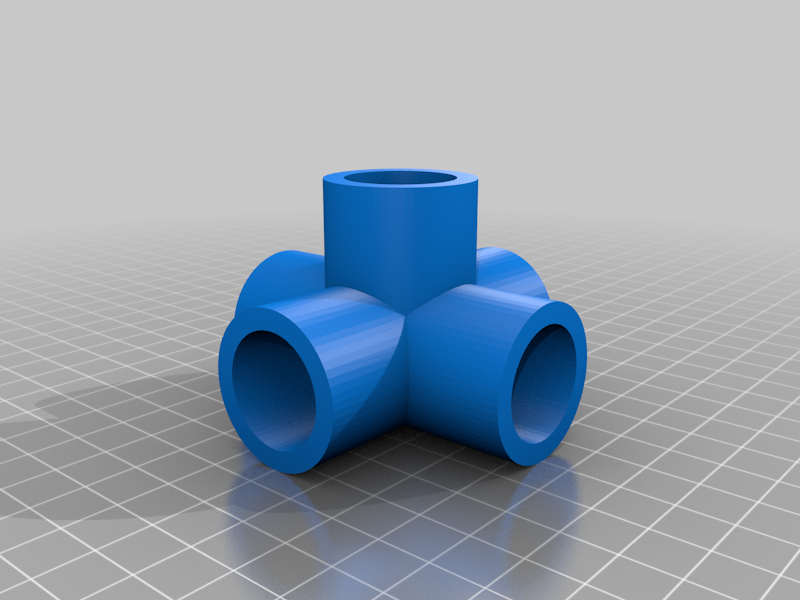 3D Printed Model: 5-Way Half Inch Pipe Connector