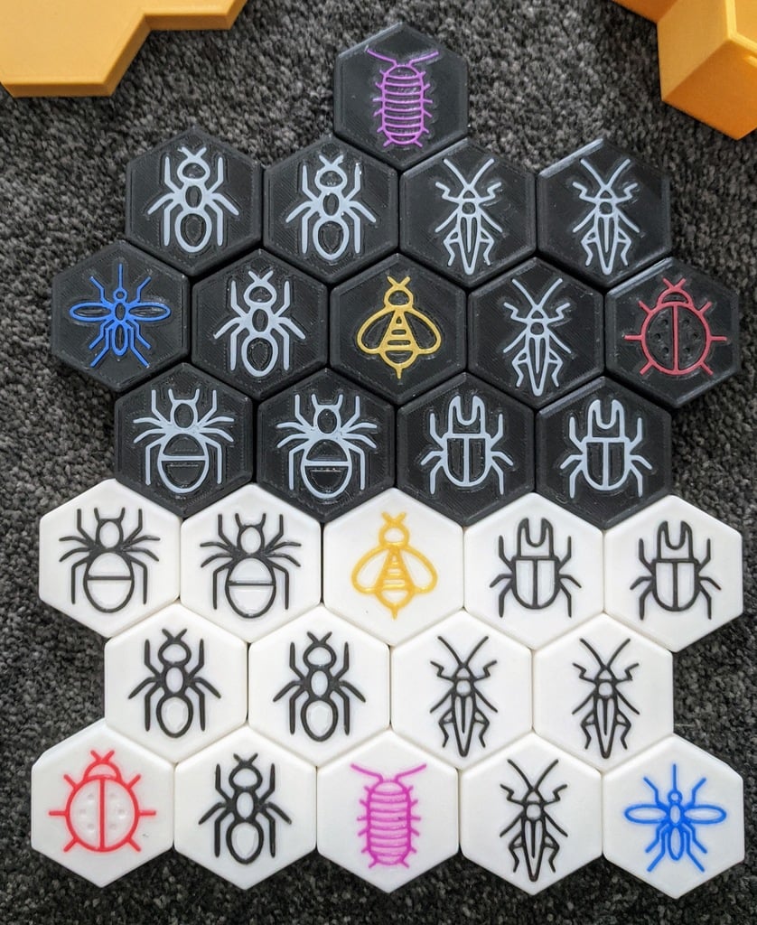 Hive Game Derivative "Swarm" Printable Game Piece Inserts