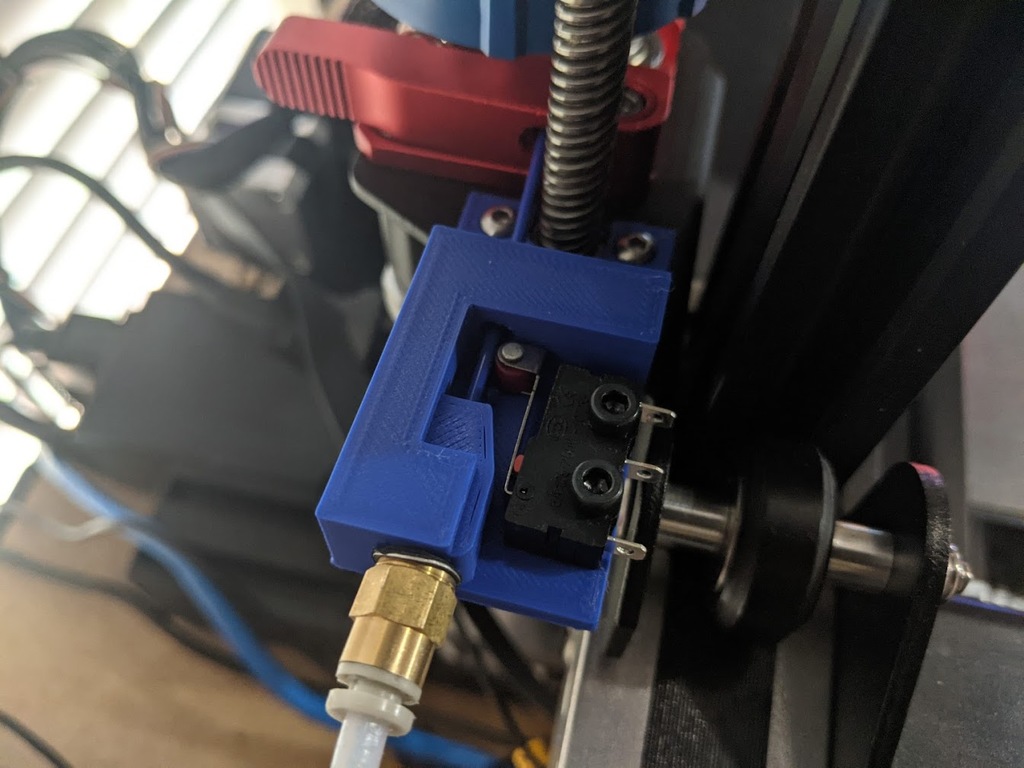 Ender 3v2 with all metal extruder filament runout/guide with ptfe fitting