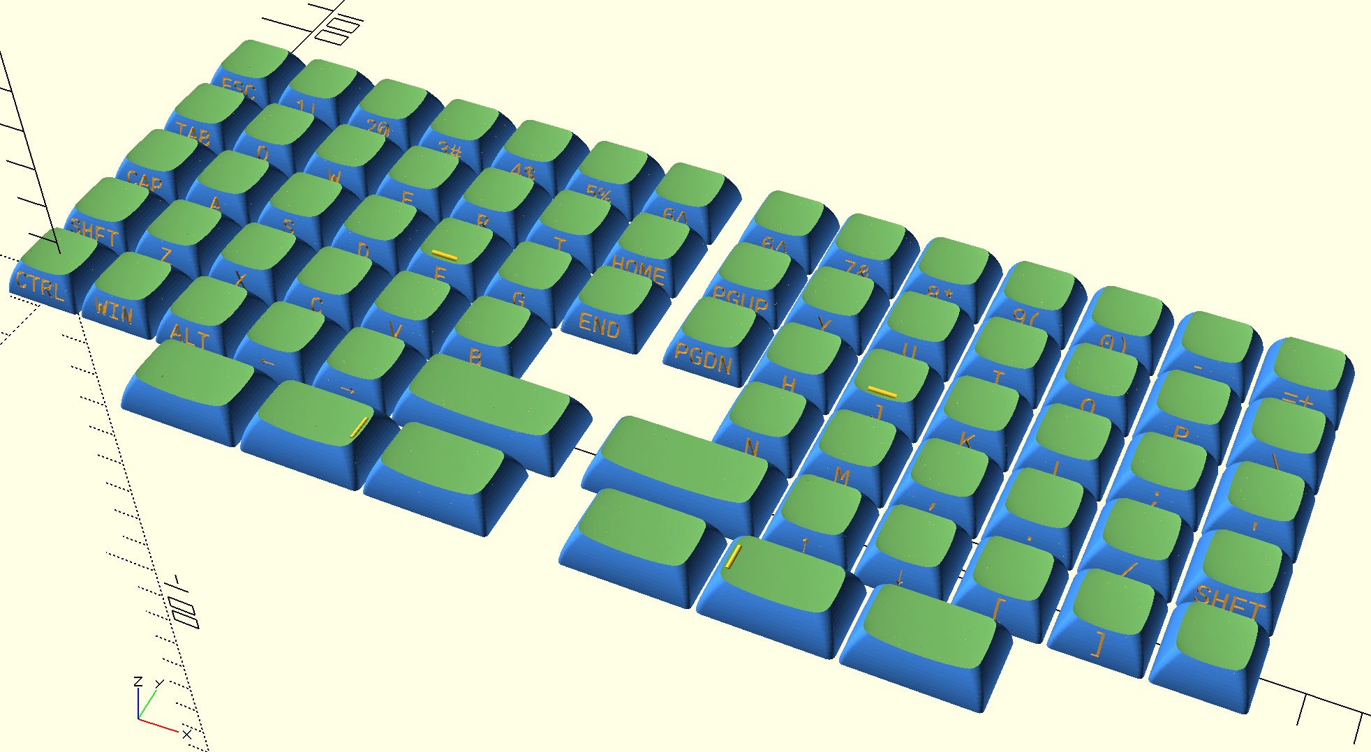 Moonlander custom DSA keycaps (KeyV2)