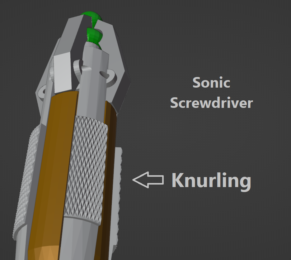 Knurled Cage for 11th Doctor Sonic Screwdriver Redrawn