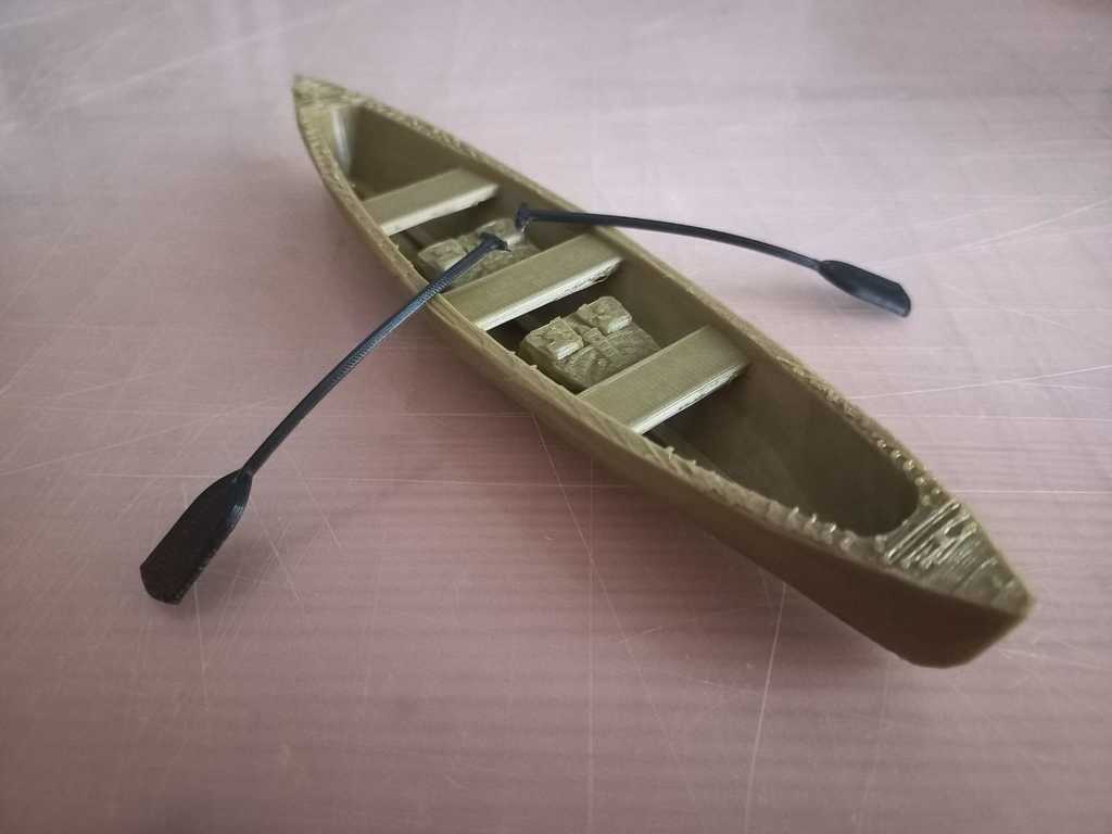 1:18 Scale Canoe and Oars for RC Crawler