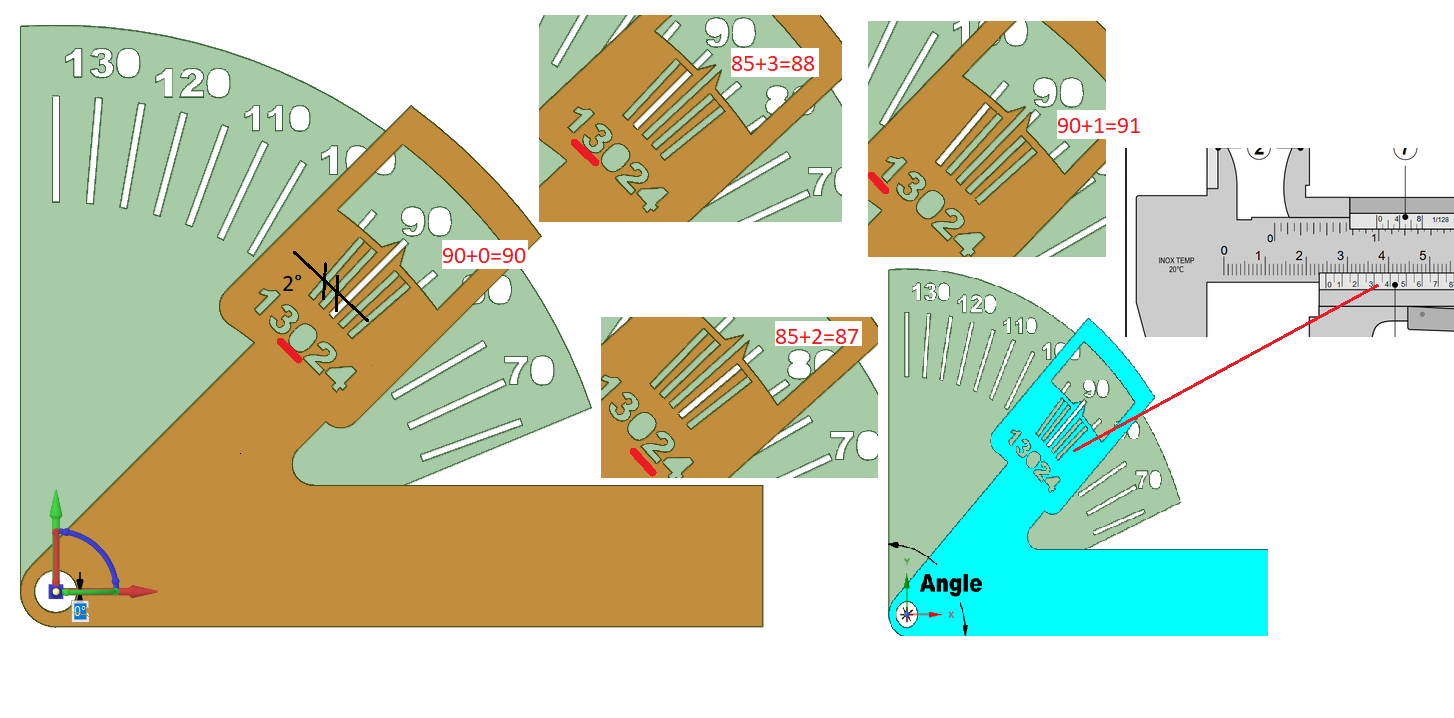 Corner protractor with nonie scale