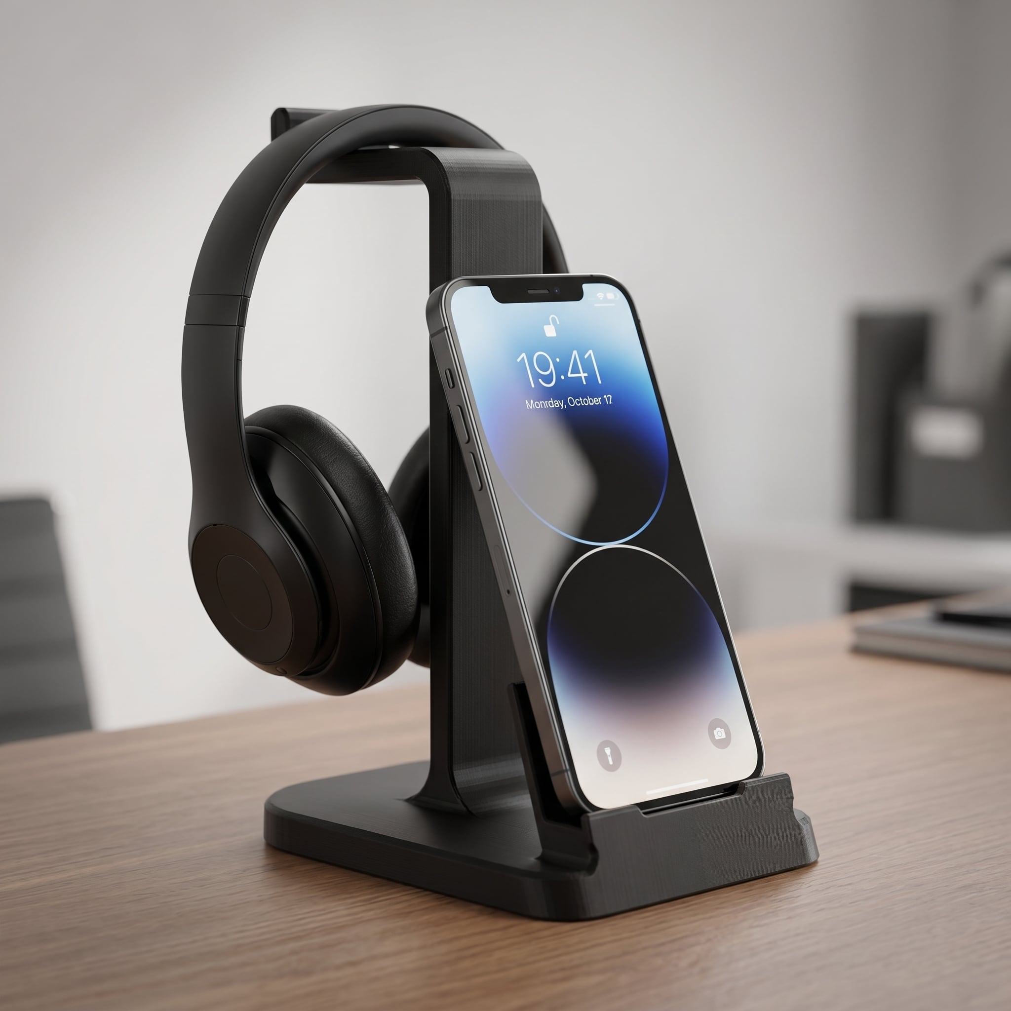 Modern 3D Printed Headphone & Phone Stand
