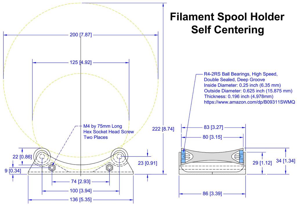Filament Spool Holder, Self Centering