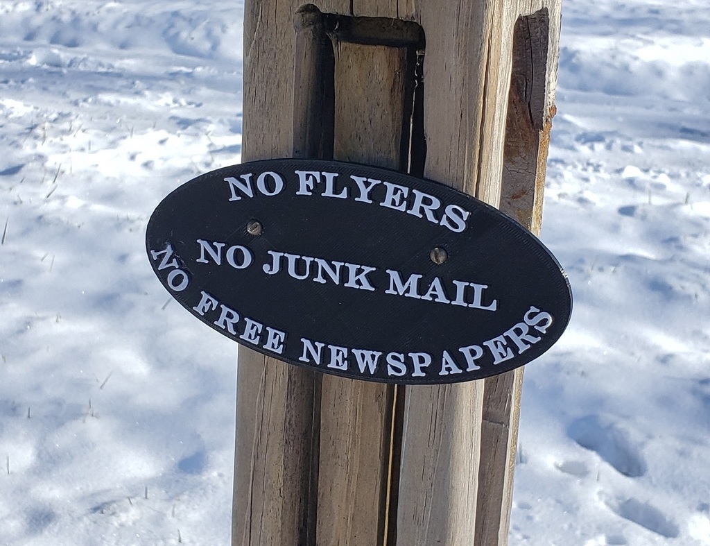 No Junk Mail Sign