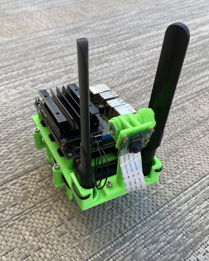 Jetson Nano Developer Kit Mount with WiFi Antennas and Raspberry Pi Camera