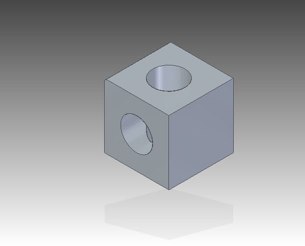 testcube with 2 crossed holes 20x20mm