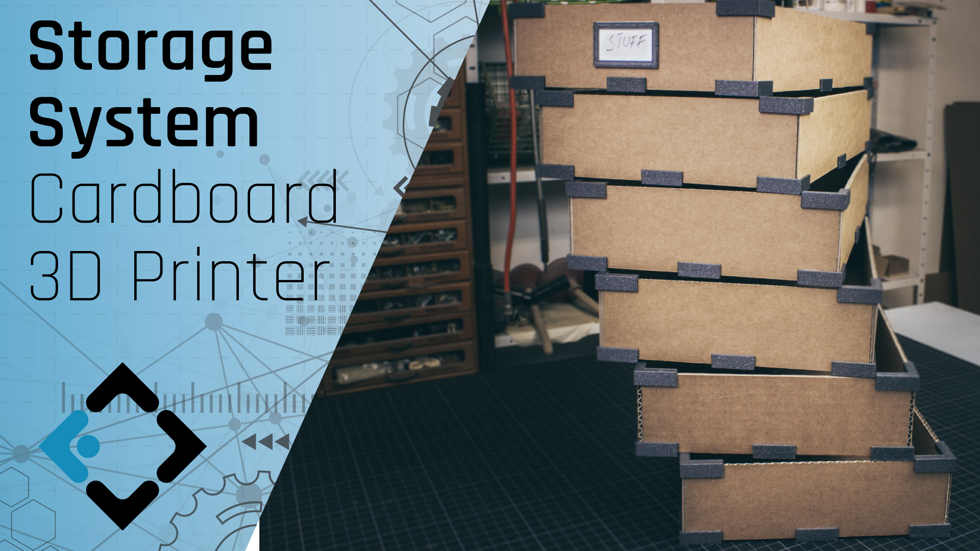 Storage Boxes made out of Cardboard and 3D Printed Parts