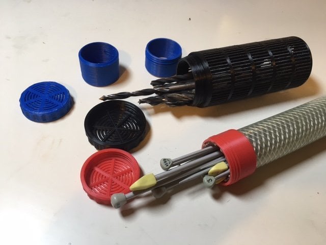 Containers for drill bits and knitting needles