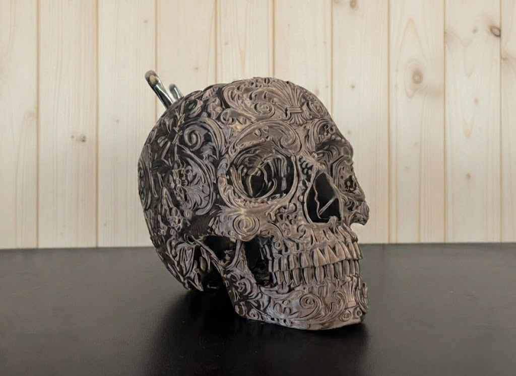 Ornate Floral Skull - Life Size Desktop Organizer / Planter