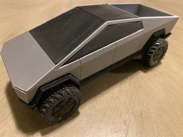 Tesla Cybertruck with Moonroof, Rear Window, and Articulated Tailgate (Snap Fit)