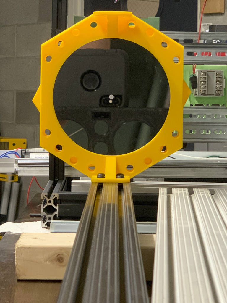 Mirror mount for a 160mm mirror on an 8020 series 10 beam