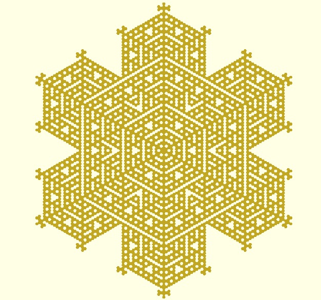 Cellular automaton snowflake generator in OpenSCAD