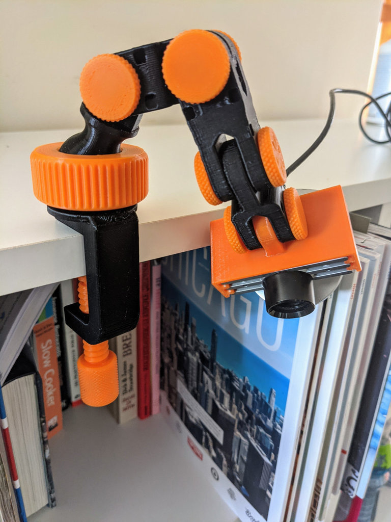 Desk clamp with ball and socket connector for Articulating Raspberry Pi Camera Mount