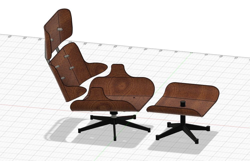 Eames lounger 1:3 scale without cushions