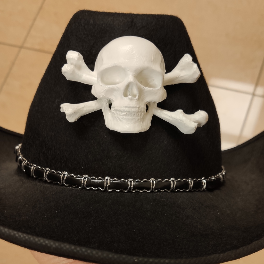 Skull and bones hat decoration