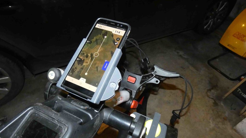 Smartphone holder for MGI golf cart.
