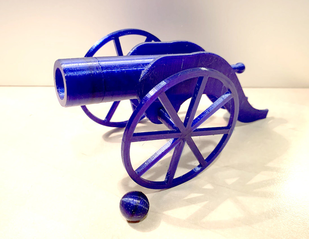 Cannon powered by printed spring & cannonball