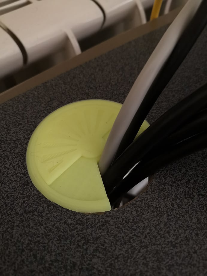 Desk hole cup rotated