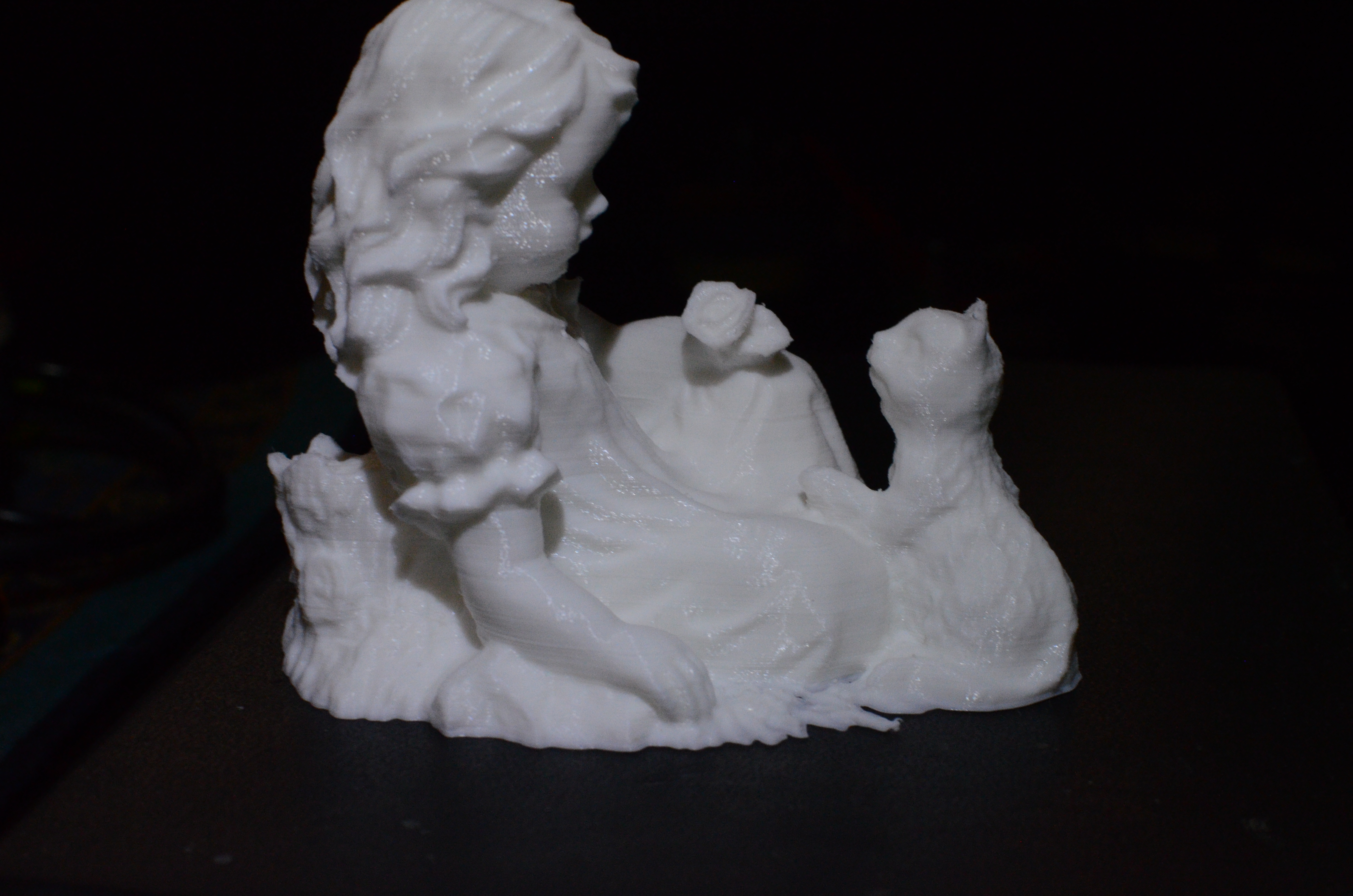 Young Girl and Cat Garden Sculpture