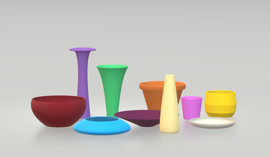 Parameterized bin/bucket/container/vase/bowl