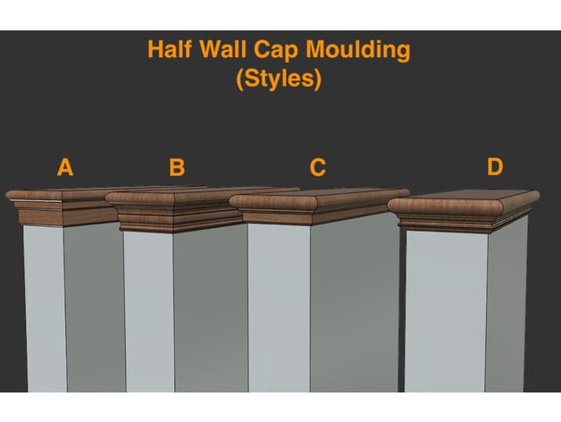 Half Wall Cap Moulding 12 Diffe Combinations By M3dps Thingiverse - Half Wall Cap