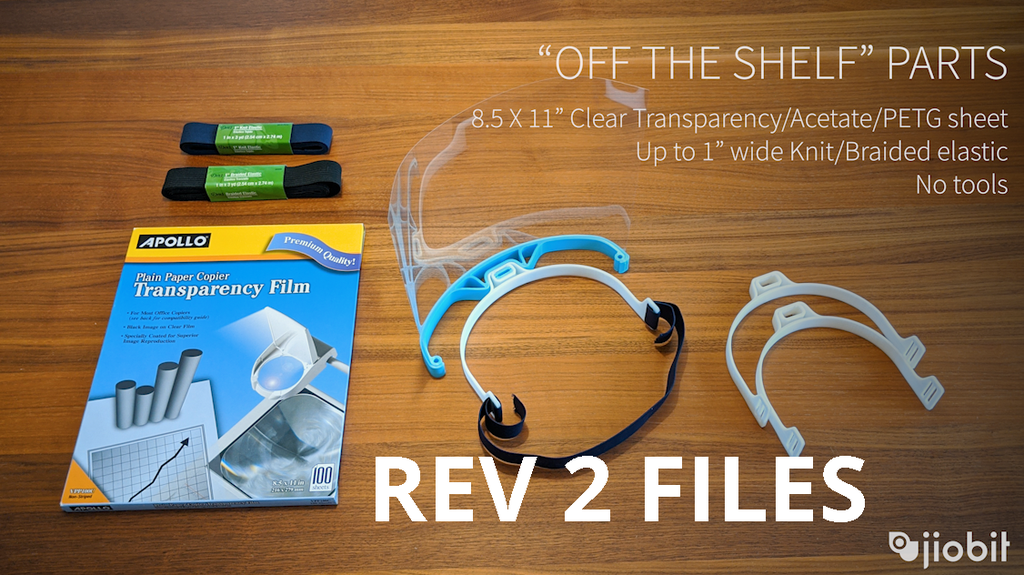 PPE Face Shield completed with "Off The Shelf" parts - Covid-19 PPE shortage REV1.5 (US letter and EU A4 sizes)
