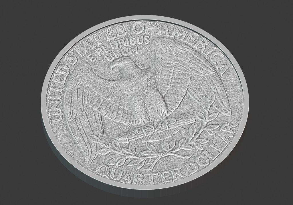 US Quarter Coin, 3D Scanned