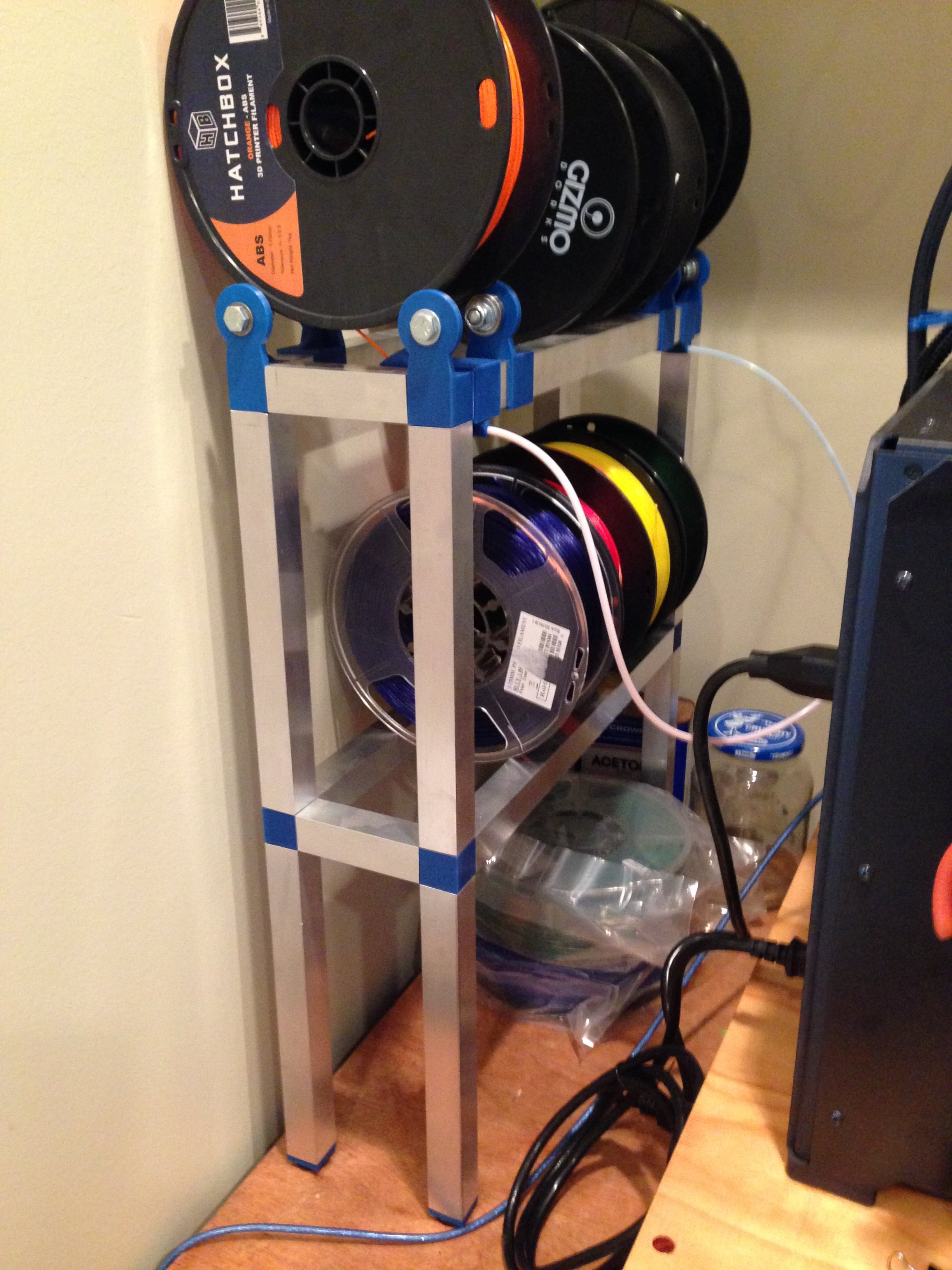 Square tubing filament rack and roller