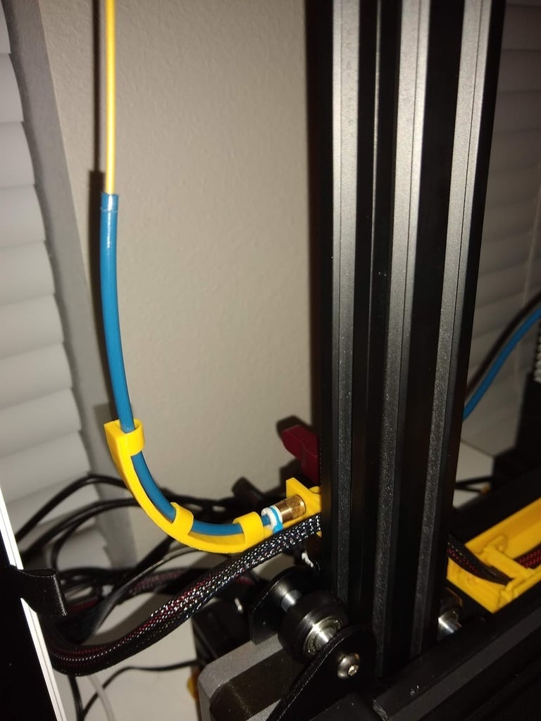 Ender 3 threaded filament guide with cable holder and ramp