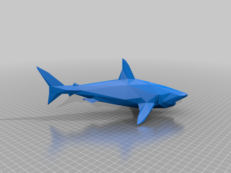 low poly great white shark