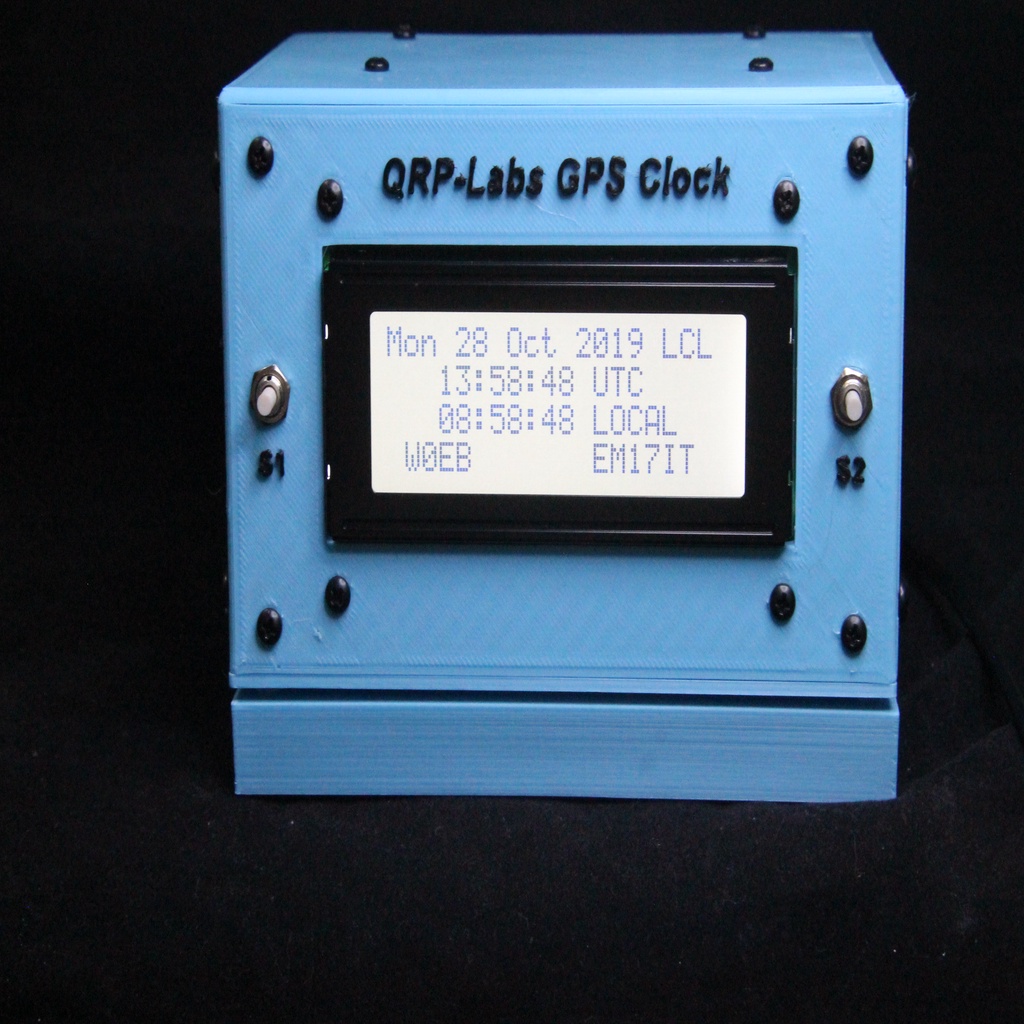 Angled stand for the QRP-Labs GPS Clock with the larger (4 X 20)  display LCD